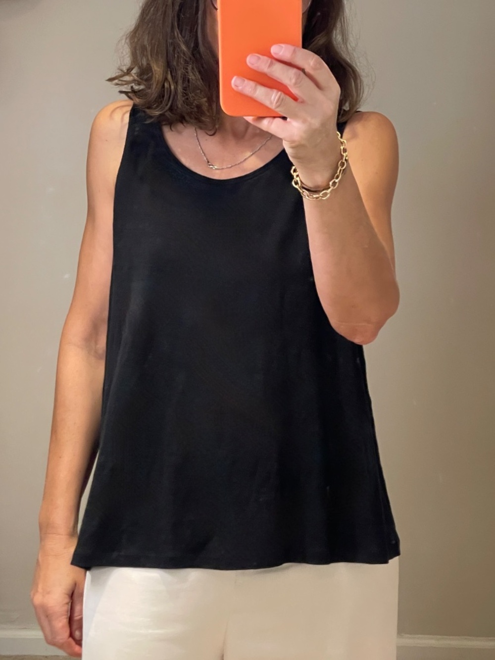 Organic Linen Jersey Scoop Neck Tank black women S